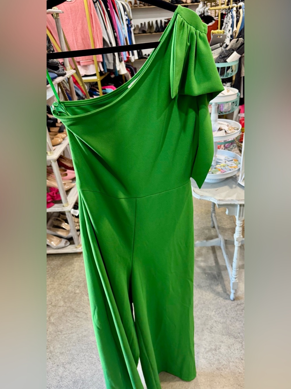 She + Sky One-Shoulder Green Jumpsuit